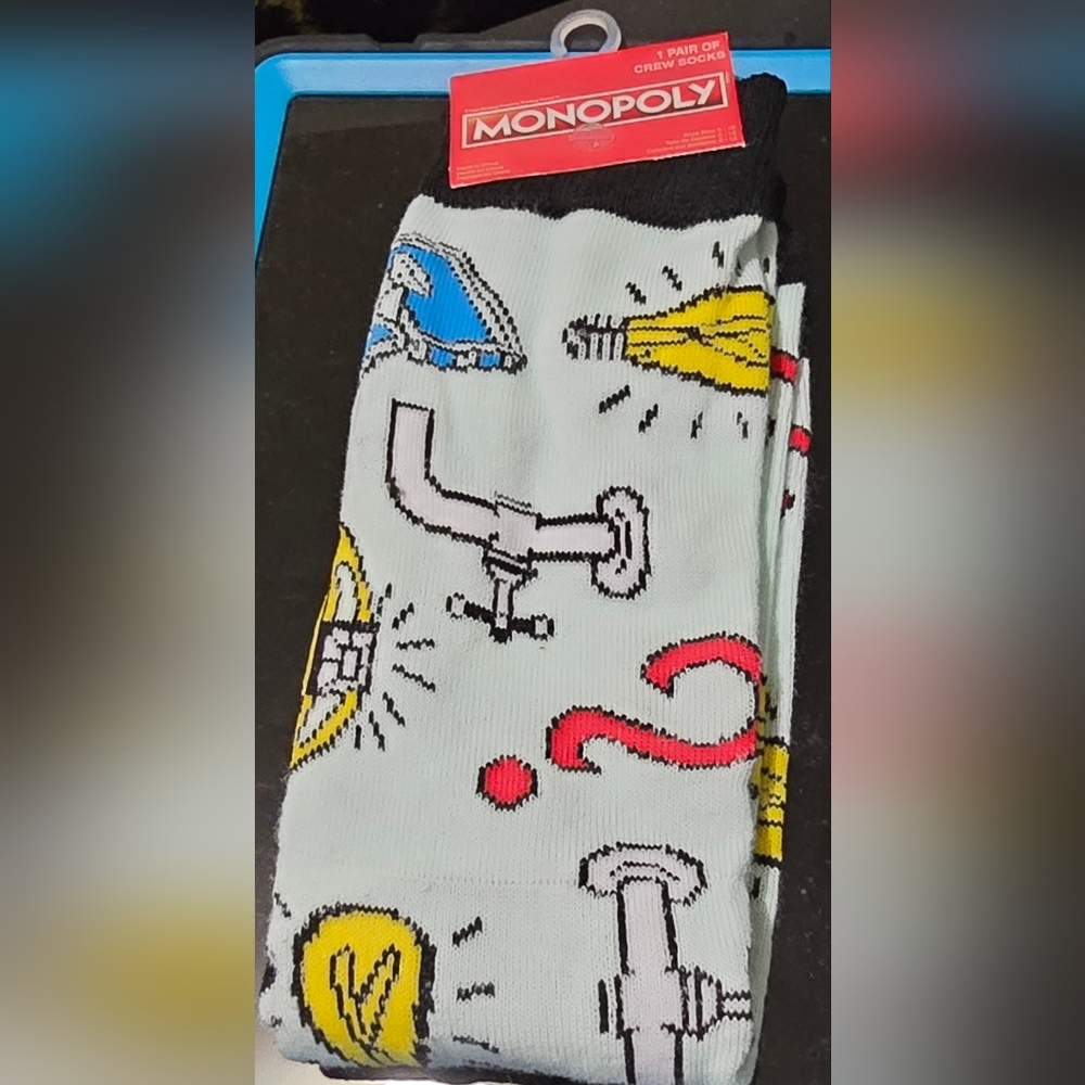 Monopoly Crew Socks Hasbro Gaming Board Game Icons Men’s 10-13 NWT